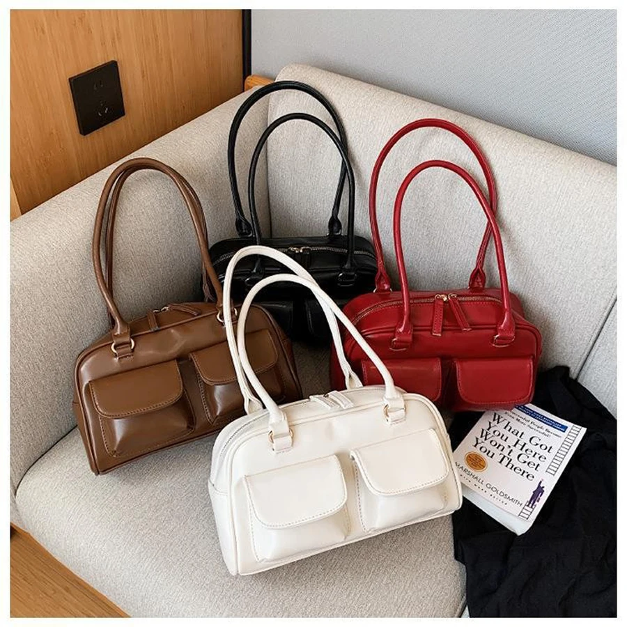 New Fashion and Leisure Women's Handbag, Versatile for Commuting, Underarm Bag, Double Front Pocket, Handheld Shoulder Bag