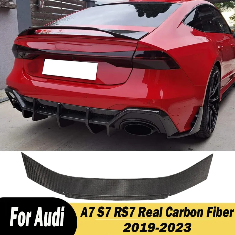 For Audi A7 S7 RS7 2019 2020 2021 2022 2023 High Quality Real Carbon Fiber Car Rear Trunk Spoiler Boot Wing Lip Body Kits