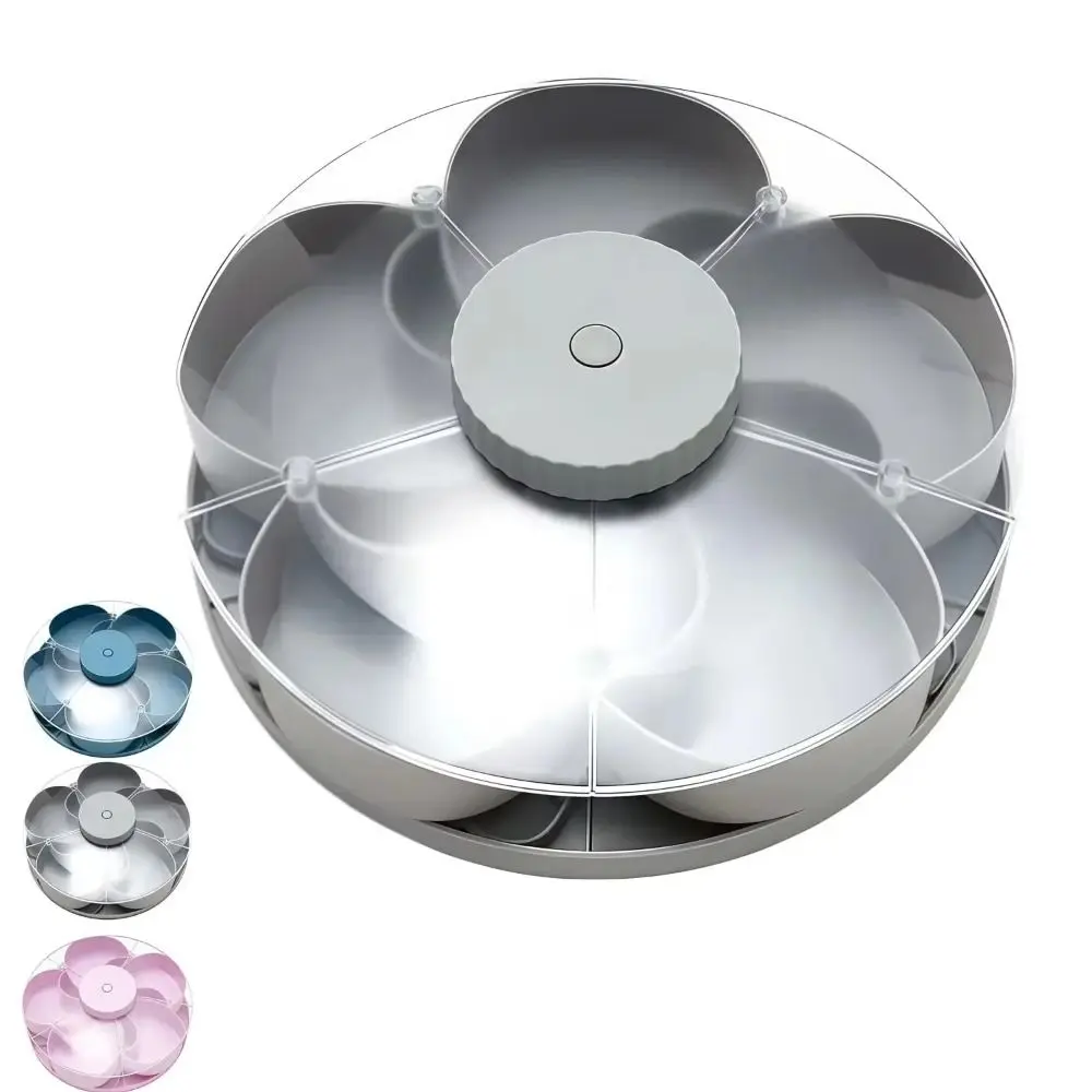 

With Lid Rotating Snack Tray Divided Spins Rotating Design Candy Nut Storage Lazy Susan Multi Grid Dry Fruit Serving