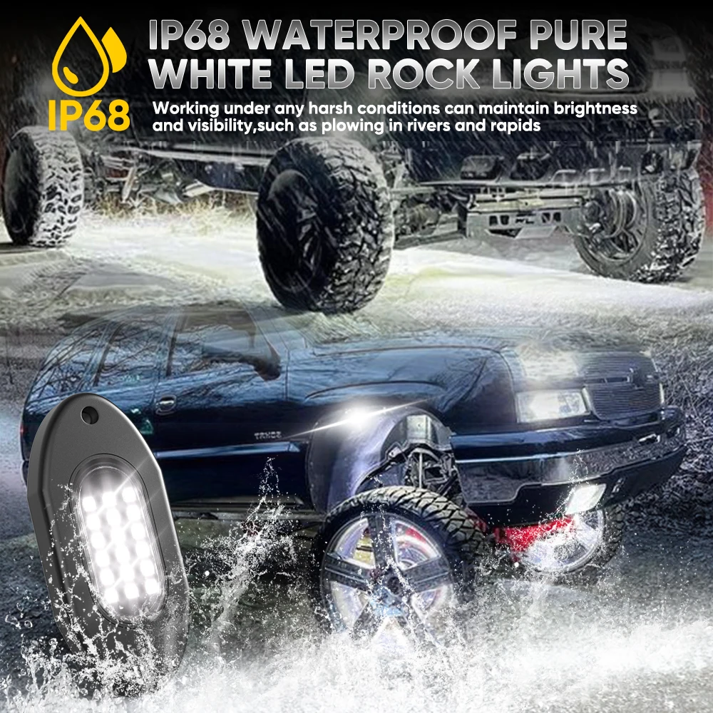 Car Interior Ambient lights＆Chassis Lights White Color Waterproof Durable LED Underglow Off-Road Trucks Jeeps SUVs Underbody