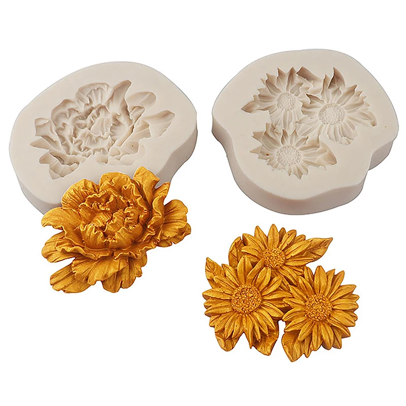 Peony Sunflower Lotus Silicone Molds Chinese Rose Flower Mould For Chocolate Candy Cupcake Fondant Mold Dessert Cake Decoration