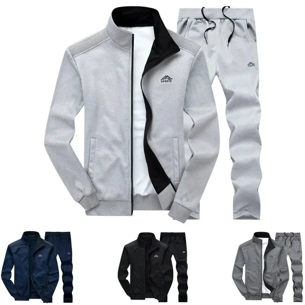 New Men Tracksuit Casual Sets Spring Autumn Mens Sportswear Running Sports Suit Jacket+Pant Two Piece Jogger Outfit Set Clothing