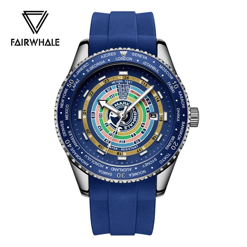 

Mark Fairwhale модные спортивные мужские часы водонепроницаемые хит продаж многофункциональные светящиеся кварцевые часы с верхней датой для мужчин