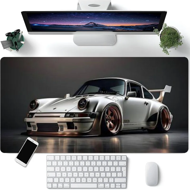 Alas Mouse Desain Otomotif Kelas Atas, Alas Mouse Karet Besar Anti Selip, Aksesori Meja untuk Kantor & Gamer, Alas Keyboard, Alas Dekorasi