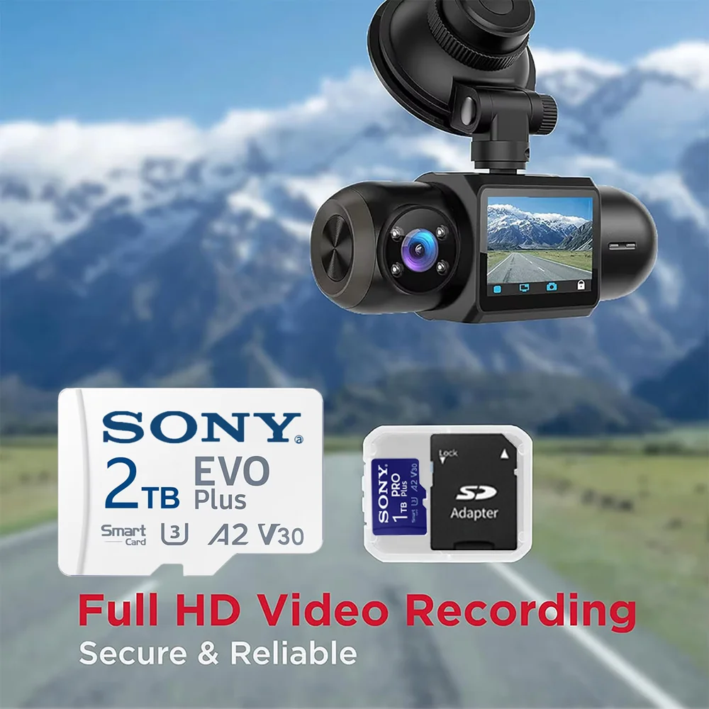 بطاقة ذاكرة SONY EVO PLUS Micro SD سعة 2 تيرابايت وسعة 1 تيرابايت مع محول - قراءة بسرعة تصل إلى 100 ميجابايت/ثانية U3 V30 TF لبطاقة الكاميرات بدون طيار #2