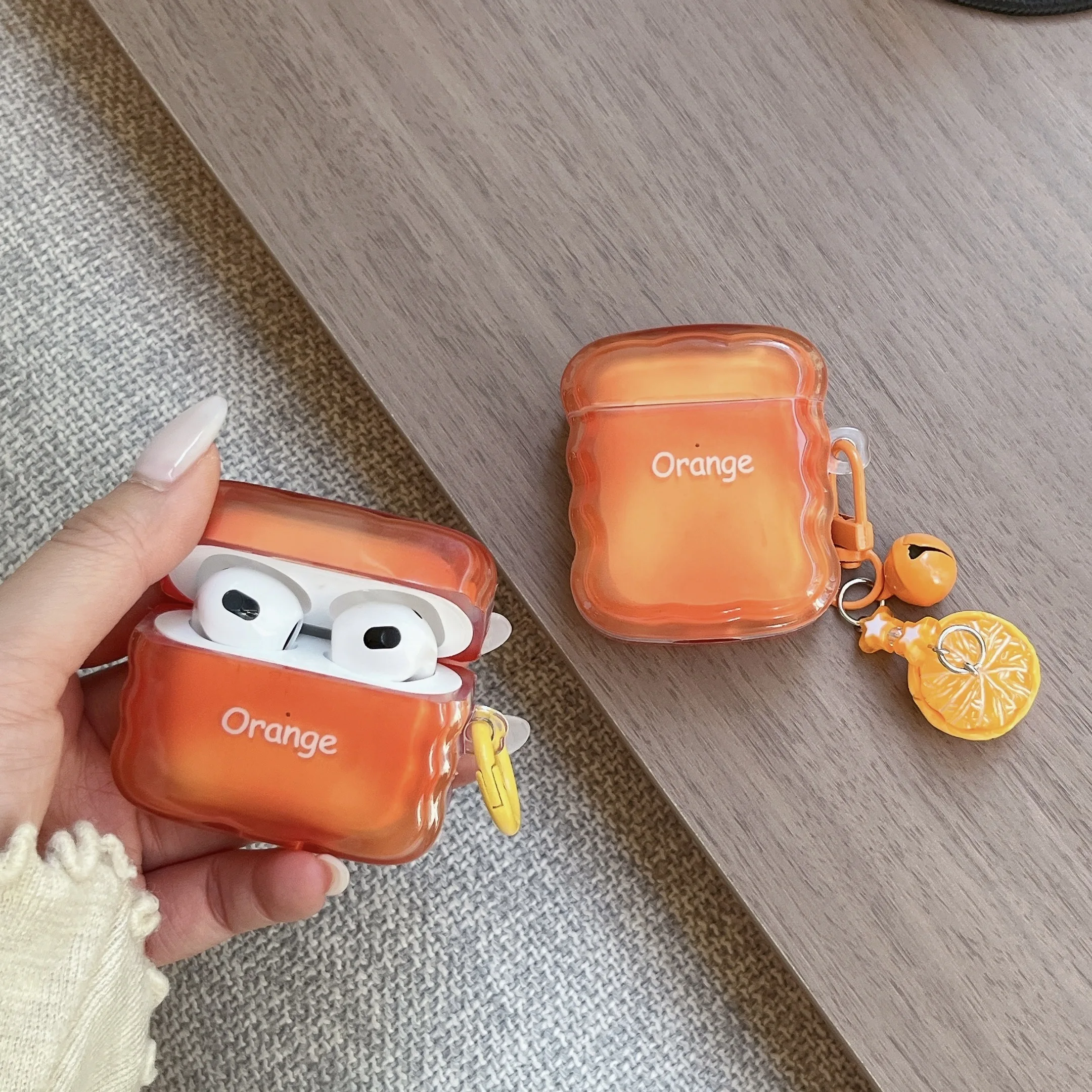 

For Apple AirPods Pro3 AirPods 4 3 2 1 Pro 2 Case Cute Cartoon Orange Juice Shockproof Headphone Protective Cover With Pendant