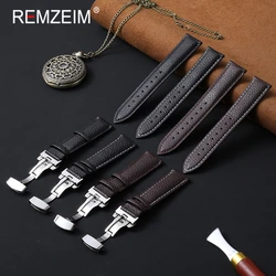 Business Leather Replacement Watch Straps 18/20/22mm Universal Bracelet with Butterfly Clasp for Women Men Watch Bands