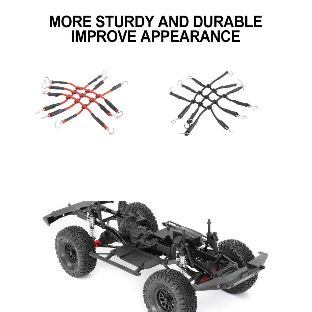 RCGOFOLLOW Rete per bagagli RC Parte di auto Portapacchi Rete per bagagli Rc per 1/8 1/10 Axial WPL Trx4 Trx6 Scx10 Capra Crawler Rosso