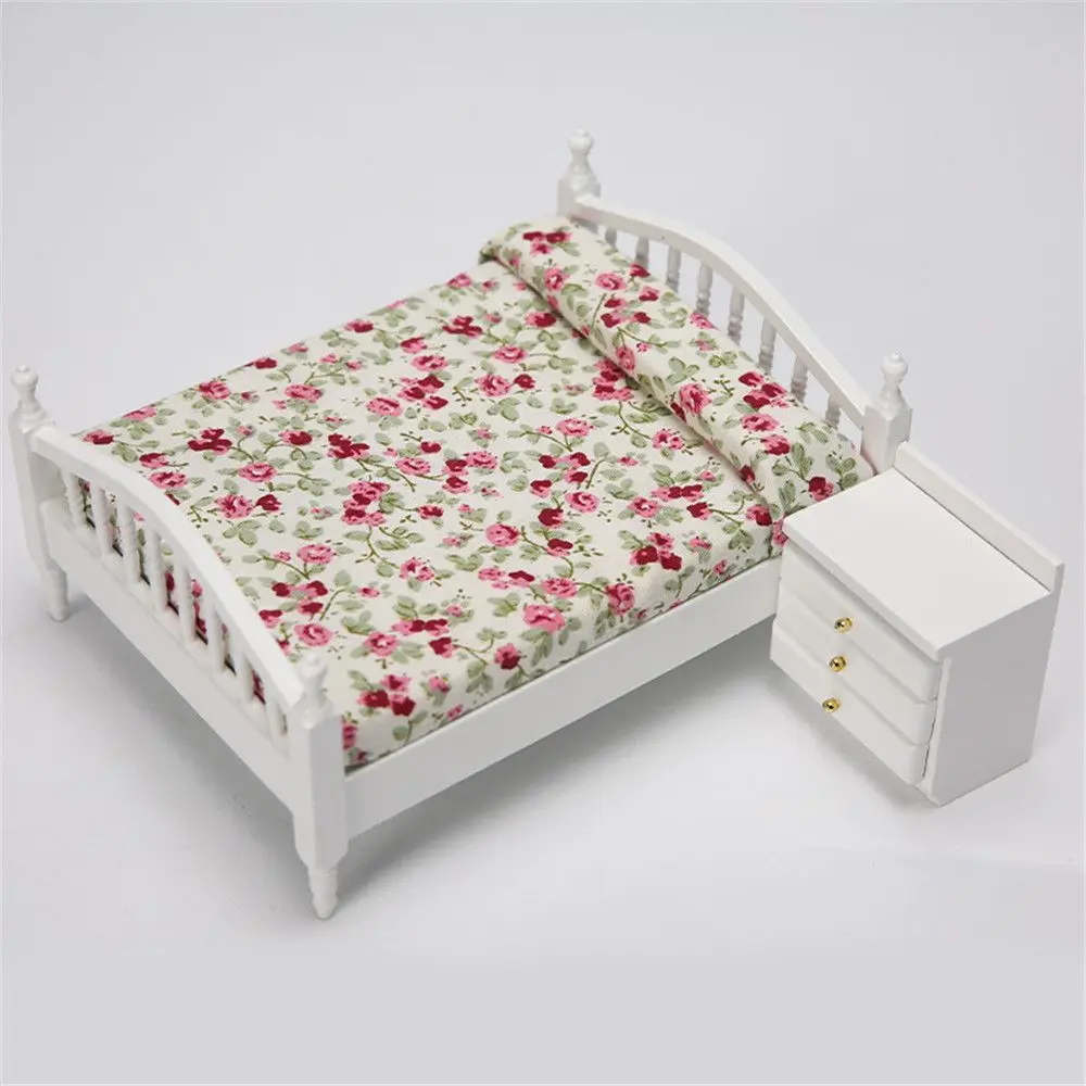 Mini Decoratie Accessoires 1:12 Poppenhuizen Miniatuur Meubels Bed/Nachtkastje Poppenhuis Meubels Voor Poppen