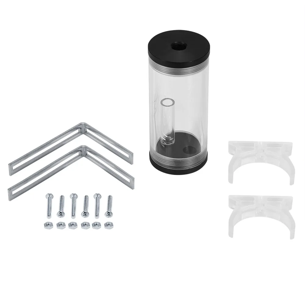 Diameter 50mm PC Liquid Water Cooling Kit 3 Hole Cylinder Computer Cooling Reservoir 110mm Length Transparent Design