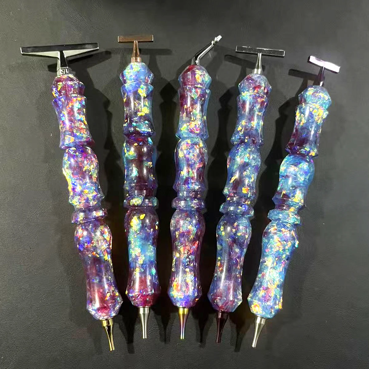 HOMFUN New Shiny Diamond Painting Pen，Color Embroidery Threaded Dot Drill Tool，Metal Screw Thread Tips Accessories view 5