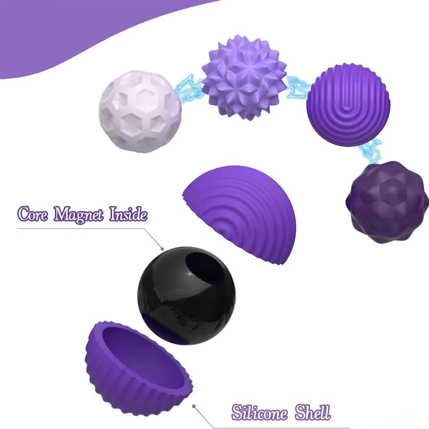 Magnetic Silicone Sensory Balls Worry Balls Autism Calming Fidgeting Toy Fidget Toy Kid Adults Anxiety Relief Stress Sensory Toy view 5
