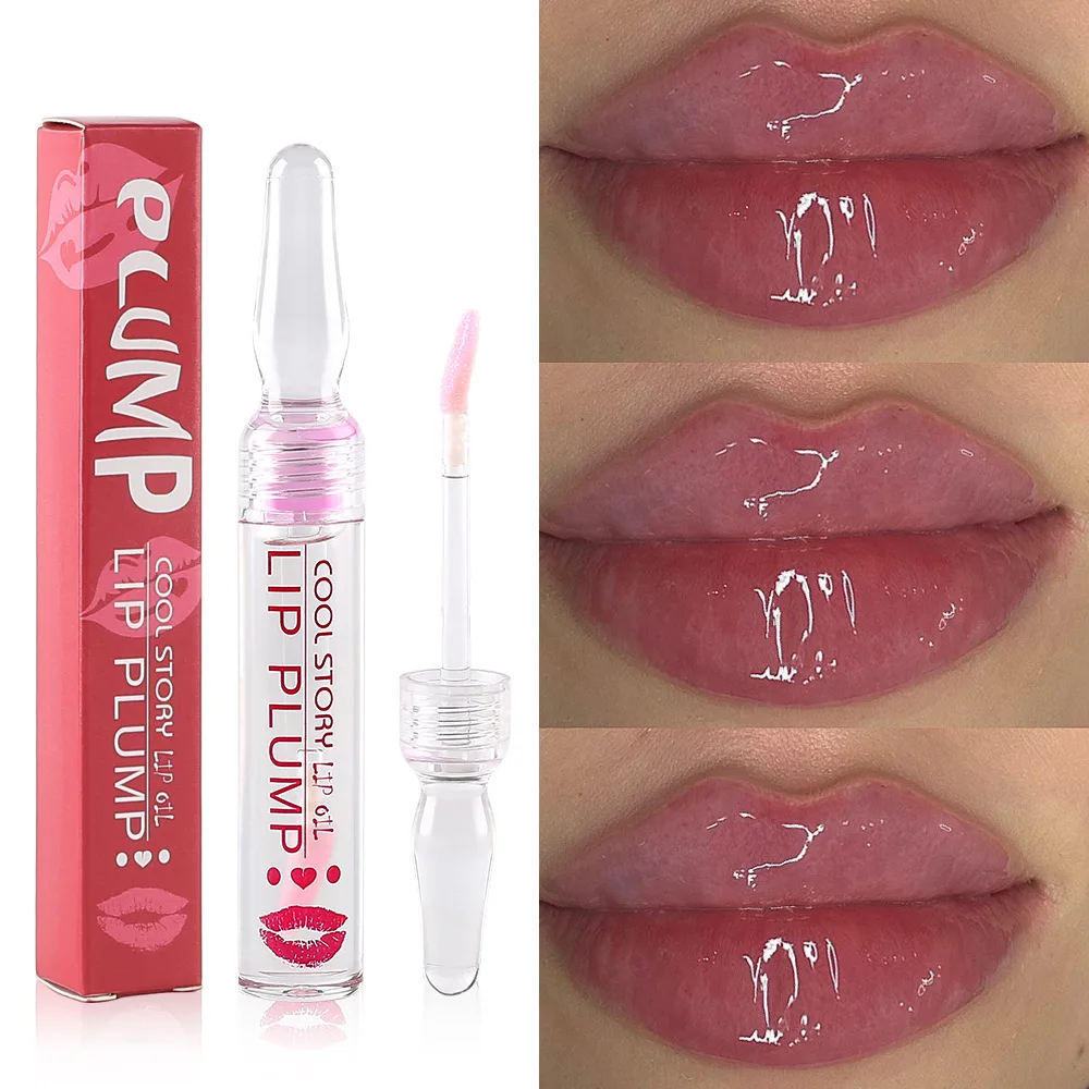 200Pcs New Instant Lip Oil Plumper Volumising Moisturizing Lip Repairing Fade Lip Lines Brighten lip plumping gloss Oil Lips Car