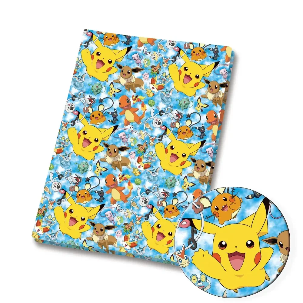 Pokemon Cartoon Fabric140*50cm Handmade Sewing Patchwork Quilting Baby Dress Home Sheet Printed Fabric Fabric Sewing Kids