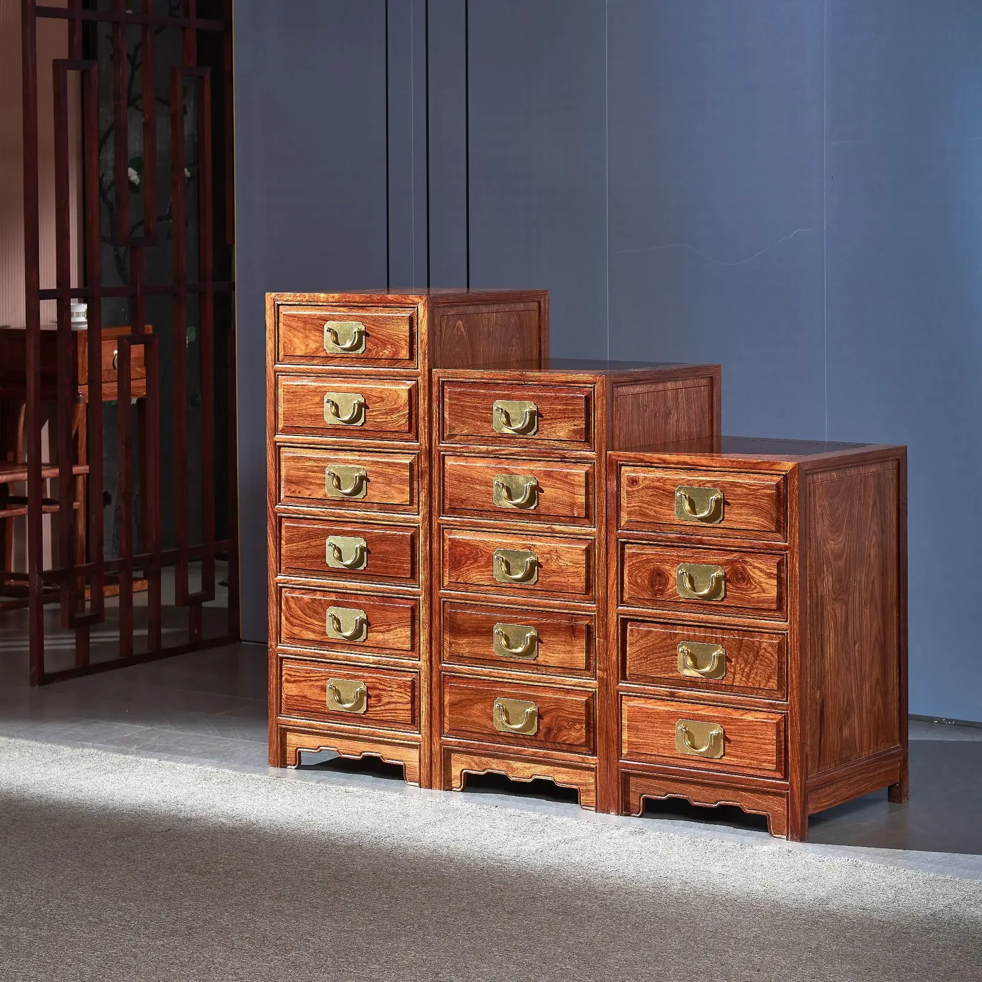 Armoire à tiroirs en bois de santal rouge hérisson d'acajou, nouvelle commode chinoise, armoire haute et basse, bureau plus
