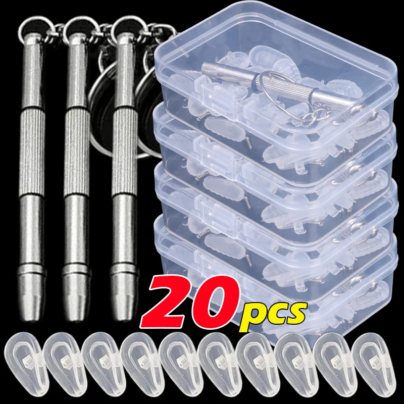 

20 шт./коробка, силиконовые накладки для очков с отверткой