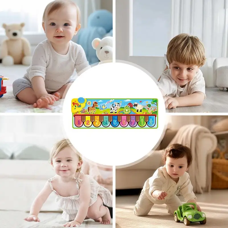 Piano Keyboard Floor Mat 33 X 11 Inches Early Education Toys Kids Touch Dancing Mat Animal Sounds Adjustable Volume Non-Slip For