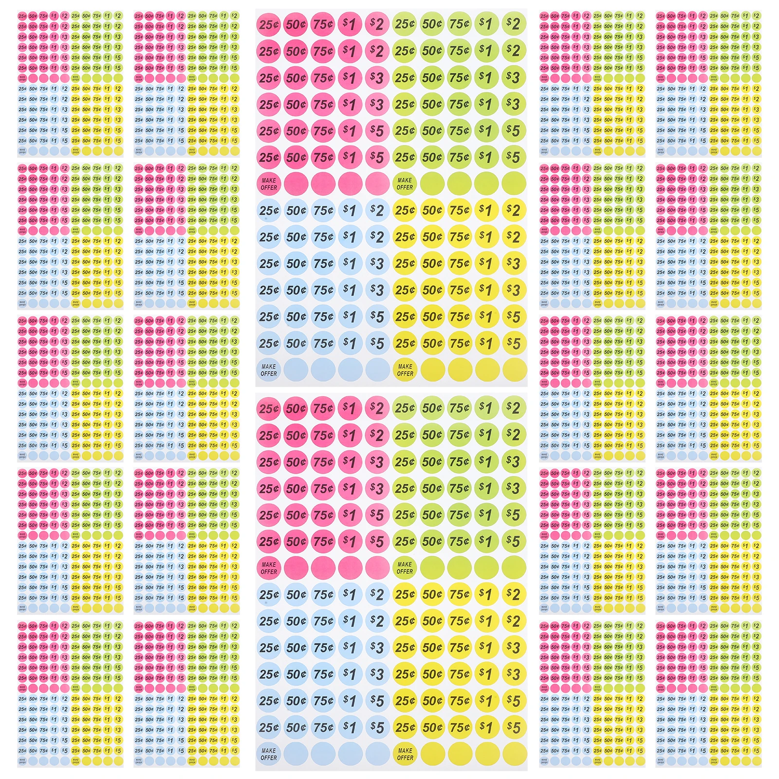 

25 Sheets Colorful Adhesive Price Tag Pricing Labels Small Business Supermarket Sale Stickers Self-Adhesive