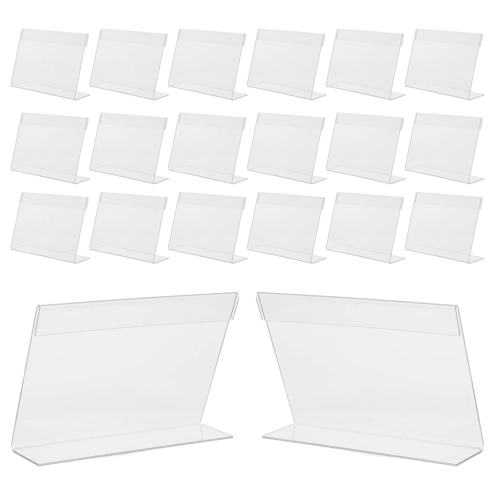 20pcs 4.72x3.14 Inch Clear Acrylic Tabletop Sign Holders L Shaped Display Stands for Price Cards Restaurant Countertop Labels