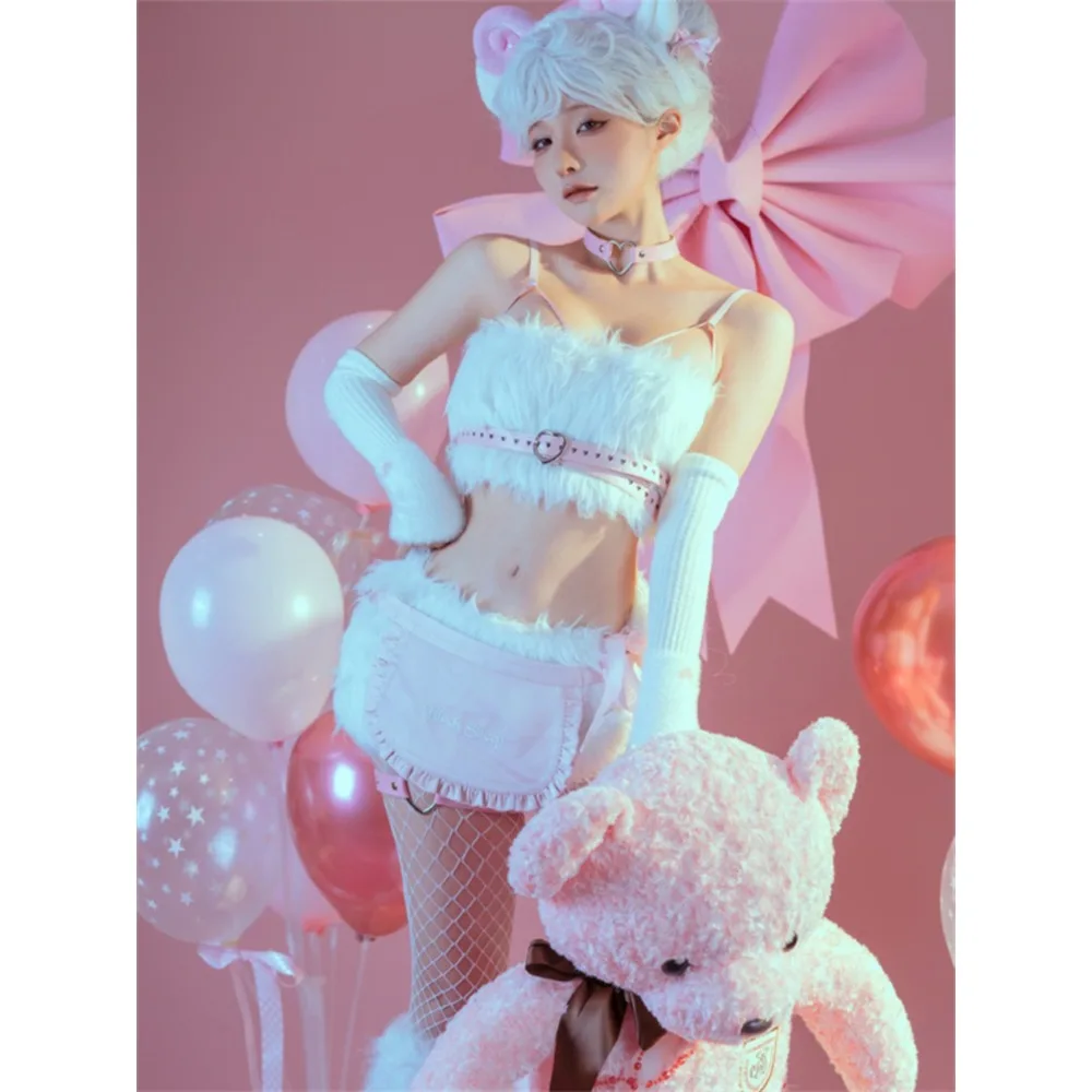 Anime Cosplay White Sheep Cosplay Costume Women Anna Lydia Destroyer Sweater Sexy White Sheep Sweater Women Cute Lingerie