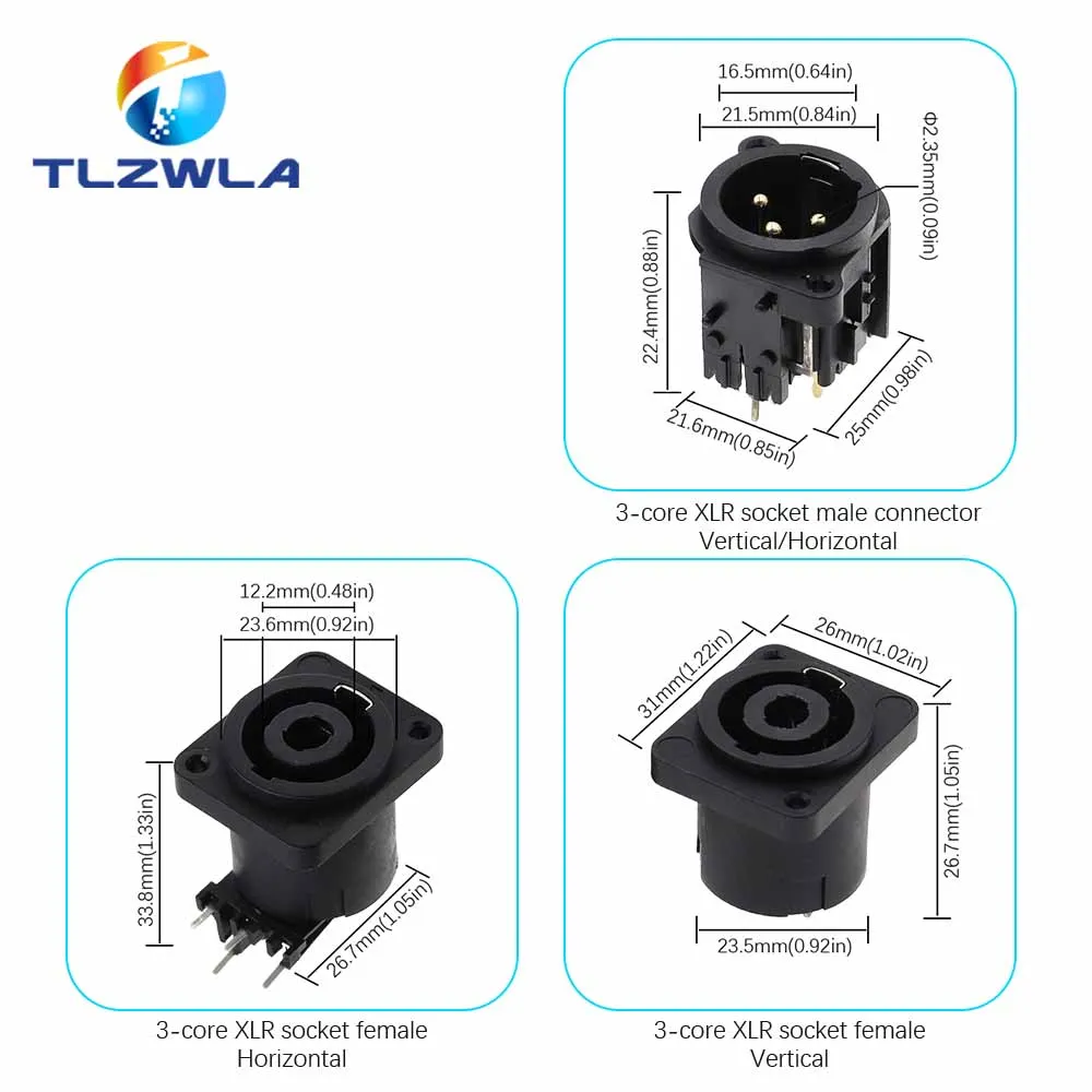 Conector hembra XLR Canon de 3 pines, mezclador de montaje en Panel, micrófono, altavoces de Audio, adaptador de enchufe, 1 ud.