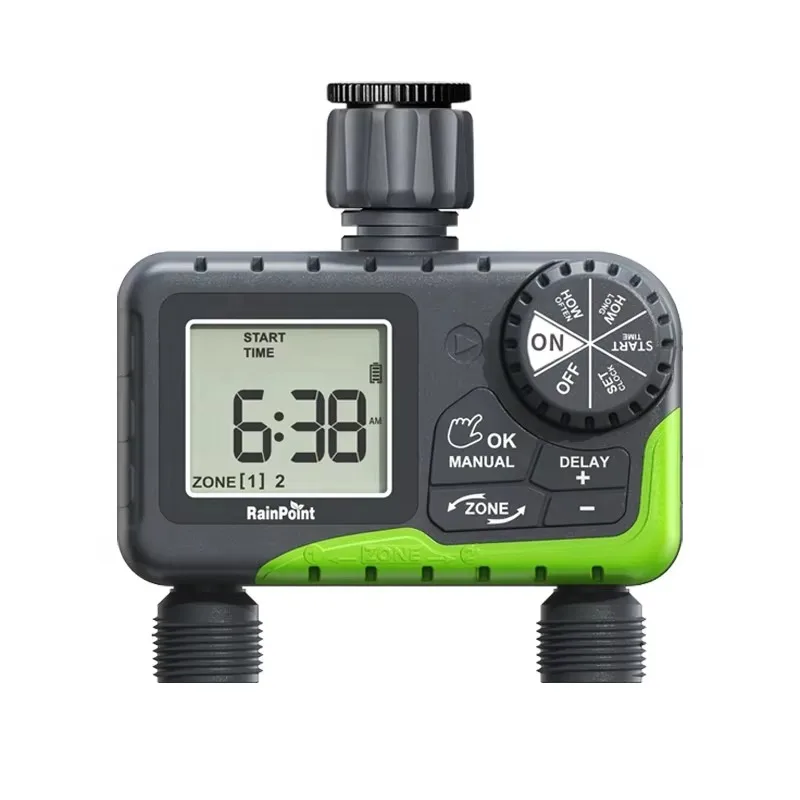 وحدة تحكم أوتوماتيكية للري بمنفذين، توقيت بلاستيكي لسقي الحديقة الداخلية والخارجية #5