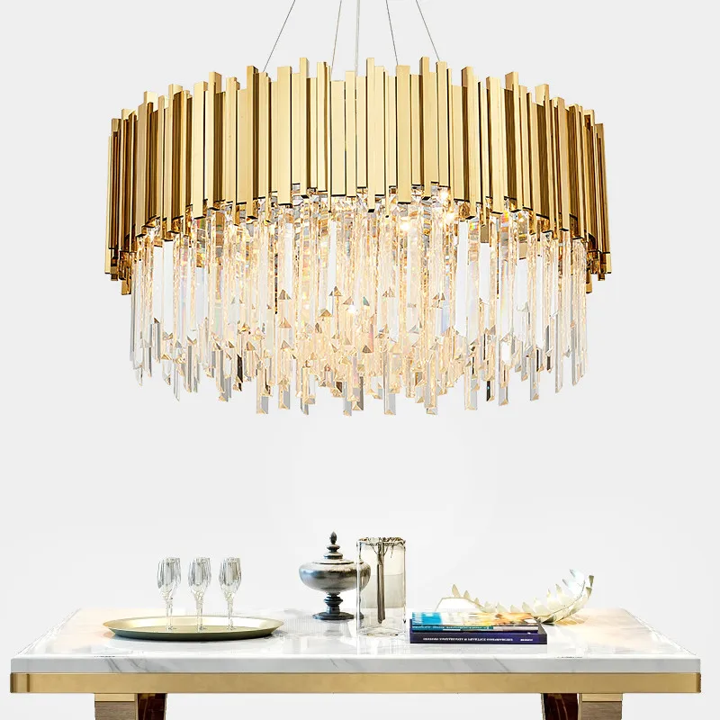 Adjustable Crystal LED Chandelier - Luxury Metal Frame Hanging Light for Living Room, Dining Room & Bedroom Lighting