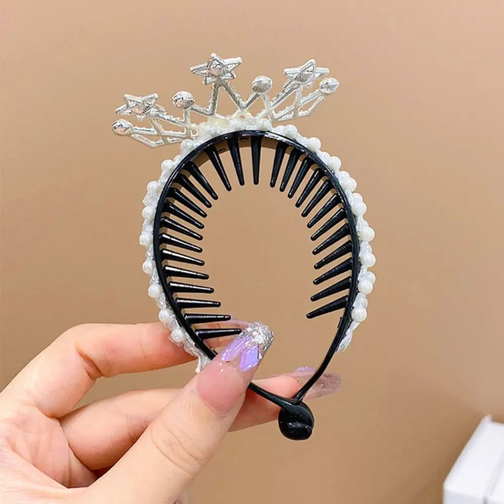 Kids Headwear Pearl Lovely Crystal Hollow Out Children's Crown Kids Hair Claw Bun Hair Clip Crab High Ponytail Fixed Artifact