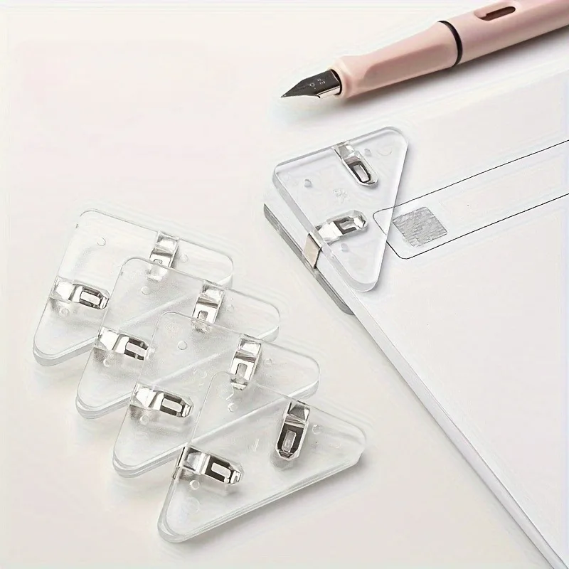 22개 클리어 삼각형 클립 세트 |   직각 플라스틱 파일 홀더, 사무실 및 가정용 루즈리프 바인더 문서 정리함