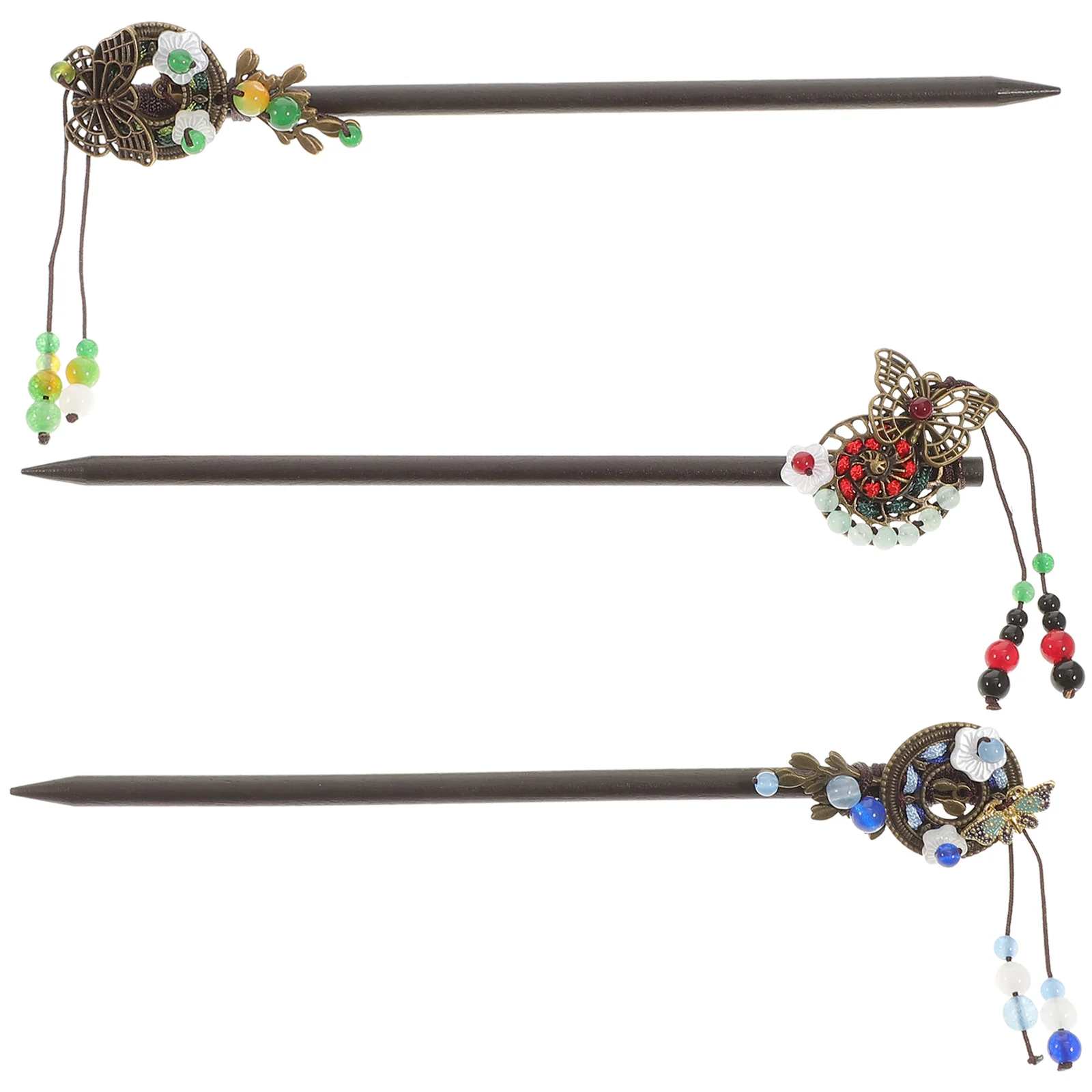 

3pcs Ethnic Style Hairpin Retro Wooden Handmade Stick For Women Vintage Wear Chinese Style Decorative Hairpin Creative Hair