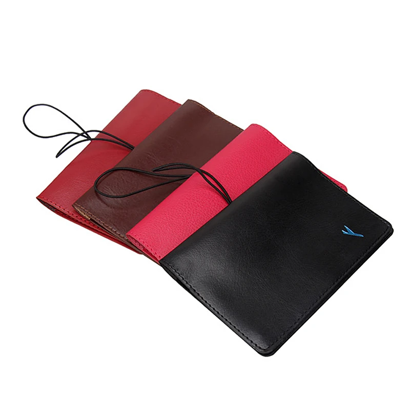 Minimal Ultra-thin Leather Passport Cover Travel Accessories Anti-loss Elastic Credit Card Holder Passport Case Protective Cover