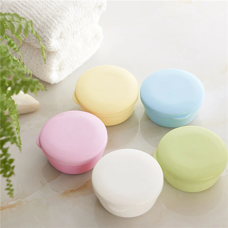 2024 Portable Sealed Soap Box Travel With Lid Simple Soap Box Fashion Creative Circular Soap Box Bathroom Products Home Supplies