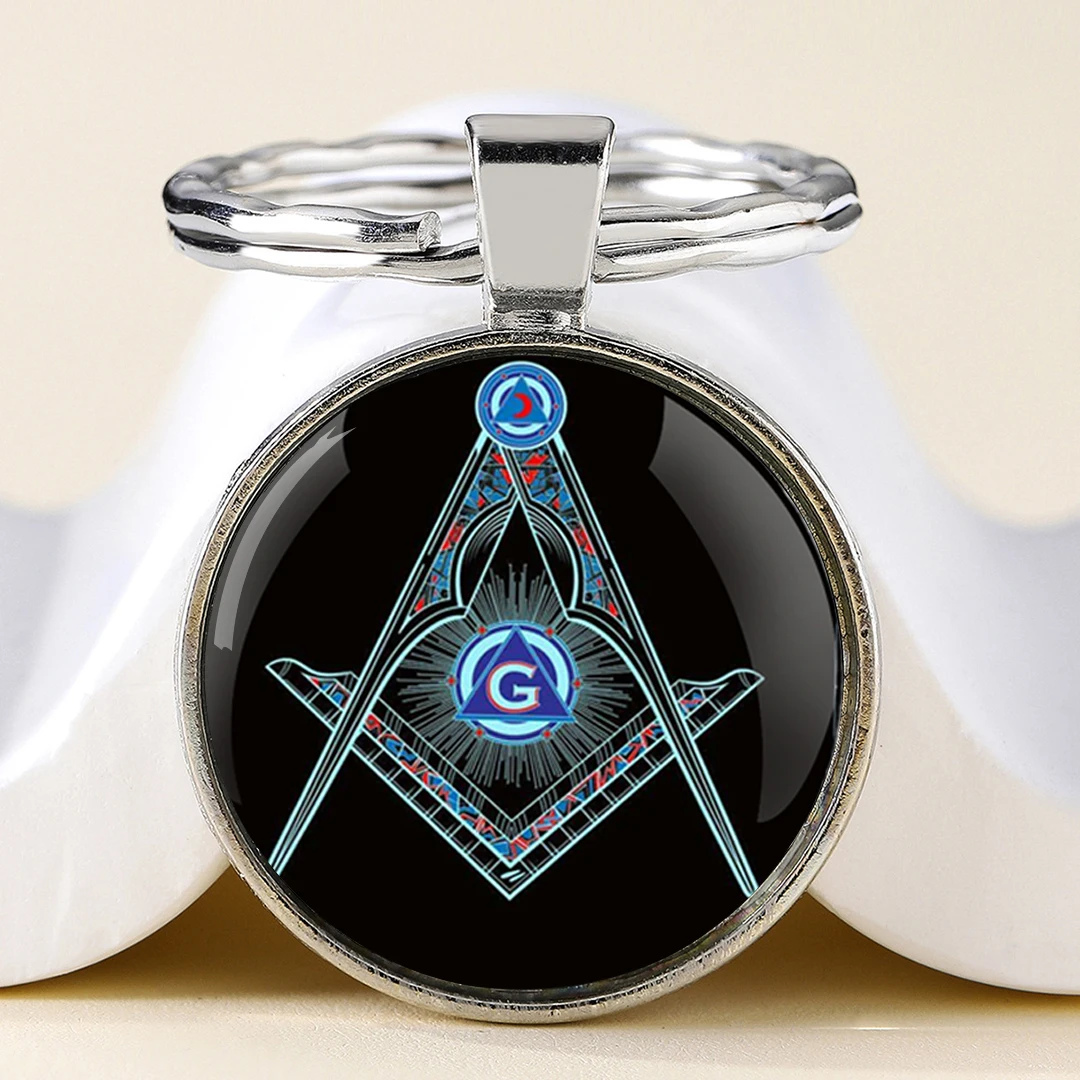 Freemason Symbols Secrets Graphic Design Key Chain Unique Keyrings Charm Pendant Jewelry Perfect Birthday Anniversary Gift Idea