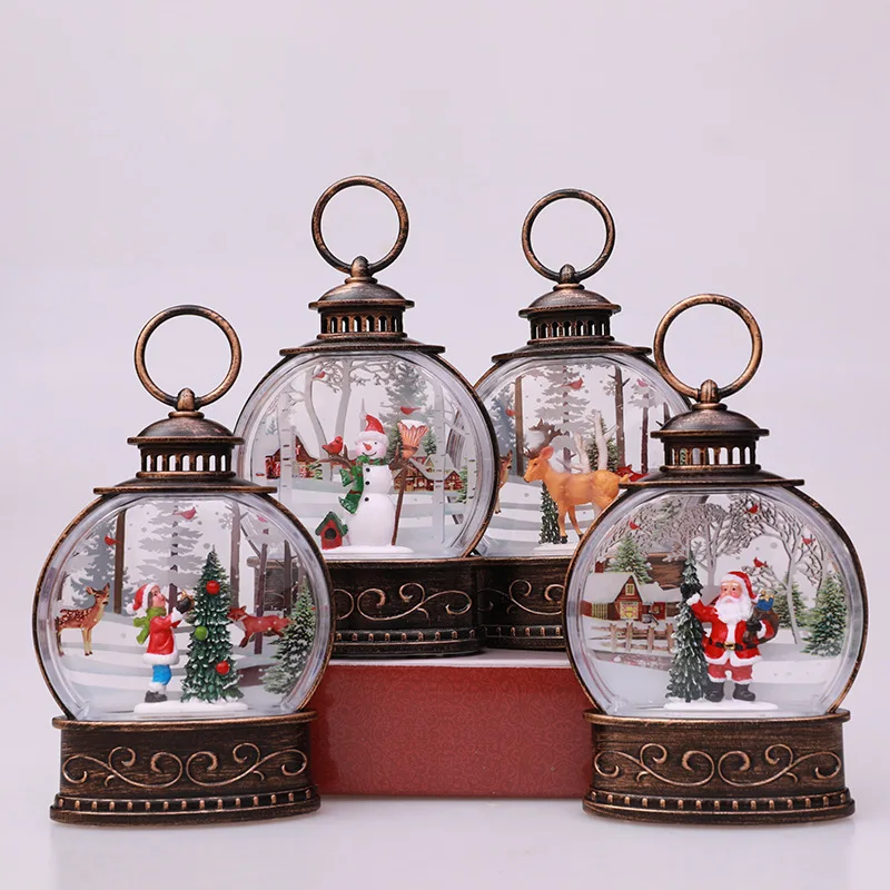 Lighted Christmas Ball Night Light Creative Santa Claus/Snowman/Tree Decoration Bedside Decor Ornaments Night Light Xmas Gift