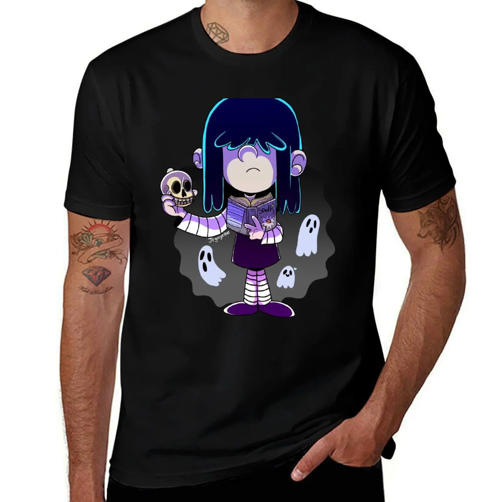The Loud House Lucy Loud with Spell book and Skull T-Shirt Plus Size Summer Short Sleeve T-Shirt