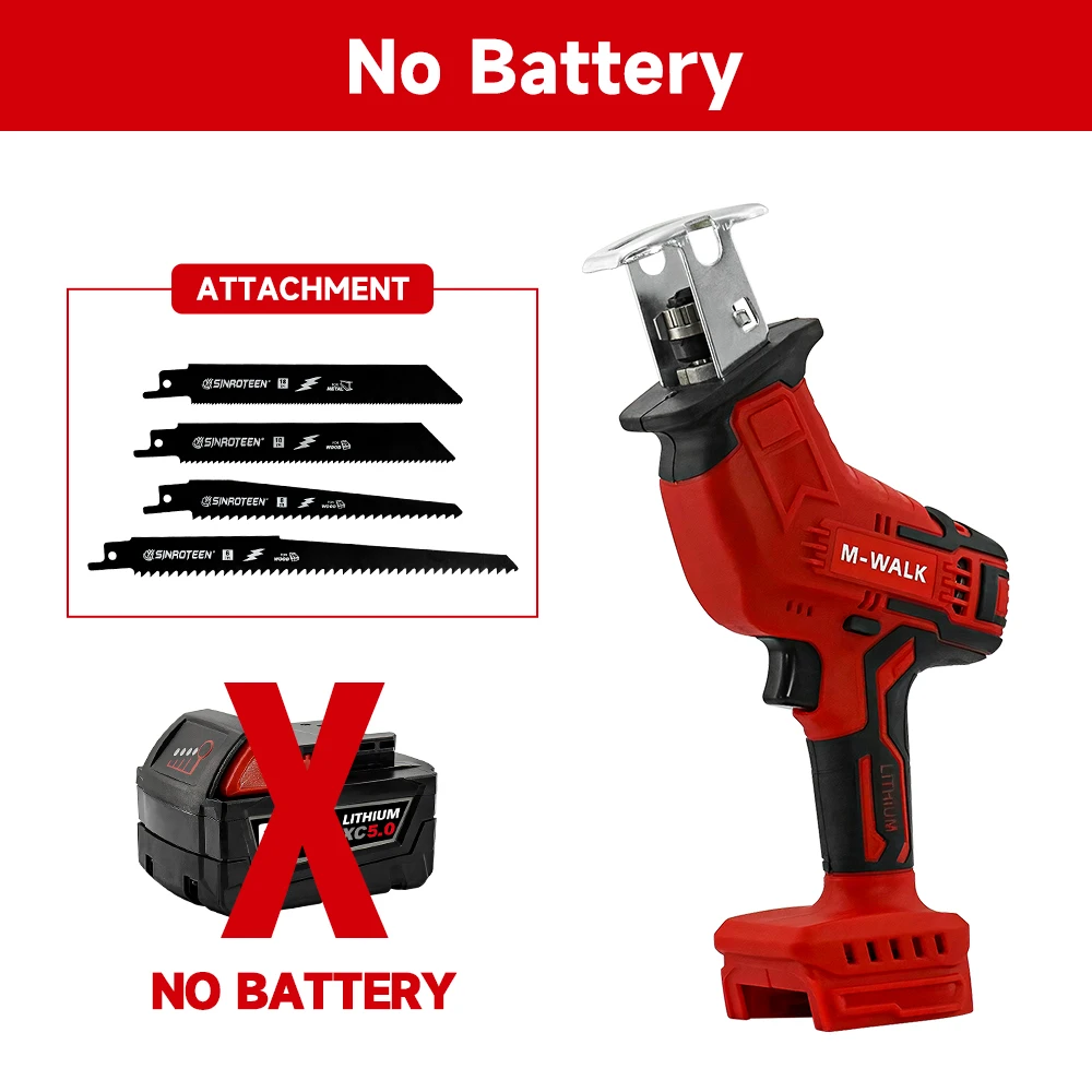 M-WALK Draadloze Reciprozaag 18V Verstelbare Snelheid Elektrische Zaag Hout Metalen Pijp Snijgereedschappen Voor Milwaukee 18V Batterij Pin