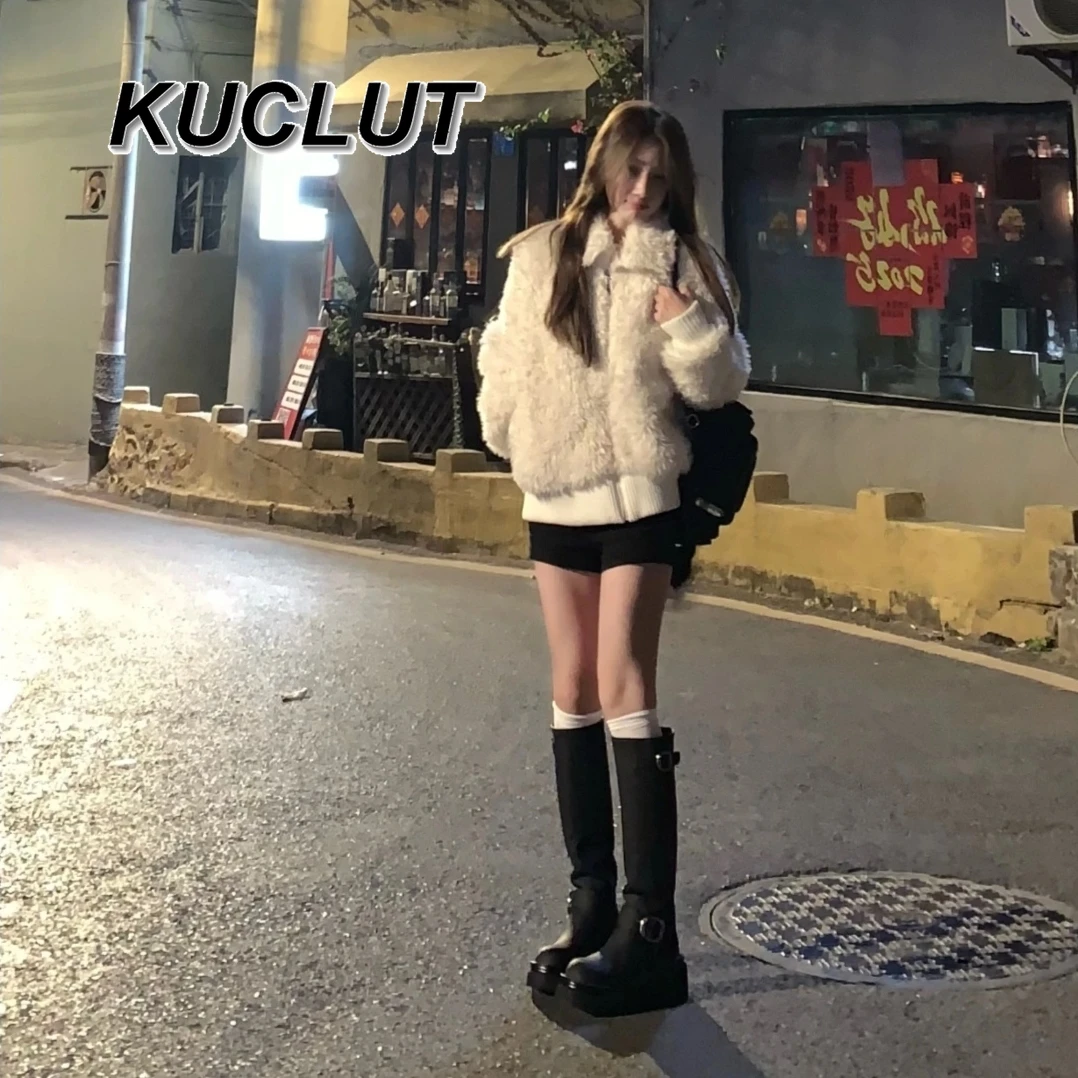 

Fashion Lapel Lamb Wool Coat for Women Autumn and Winte Versatile Short High-End Furry Women's Warm Thick Jackets 2025 New