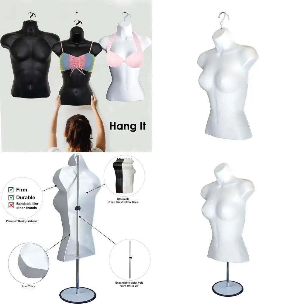 

Набор женских манекенов с полой спинкой, размер S-M, для демонстрации и дизайна футболок (белые, 2 шт.)