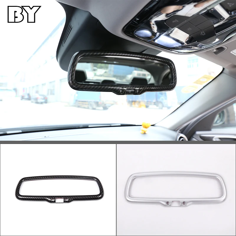 

For Alfa Romeo Giulia Stelvio 2017-2020 ABS Plastic Carbon Fiber Style Car Interior Rearview Mirror Frame Trim Accessories