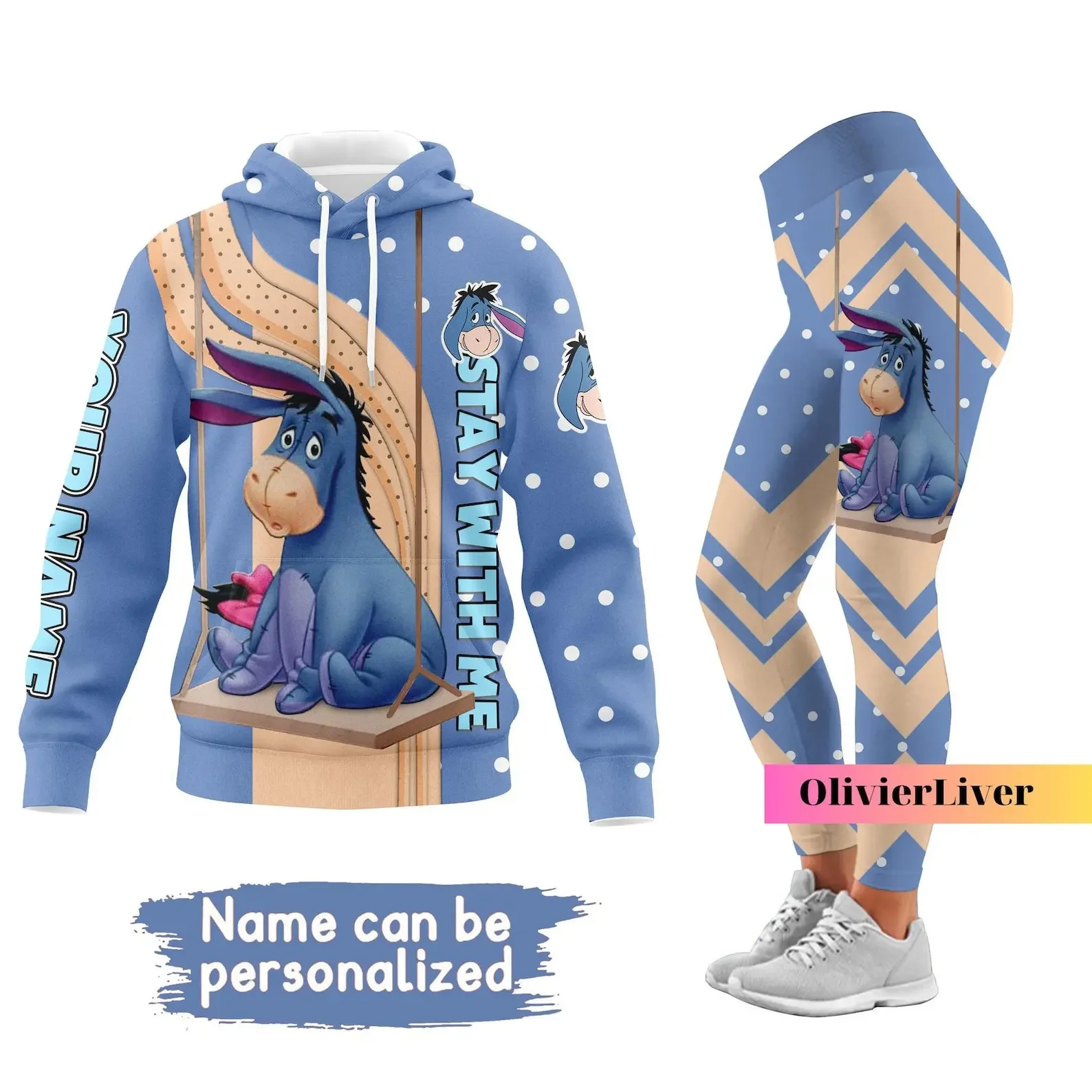 Personalized Eeyore Hoodie and Leggings Suit Women\'s Diseny Winnie the Pooh Hoodie Yoga Pants Sweatpants Fashion Tracksuit Set