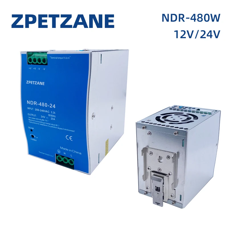 NDR-480W SMPS Switch Power Supply 12/24V Ultra Thin DIN Rail Mount AC DC For For Industrial Control Drive Electric Cabinet