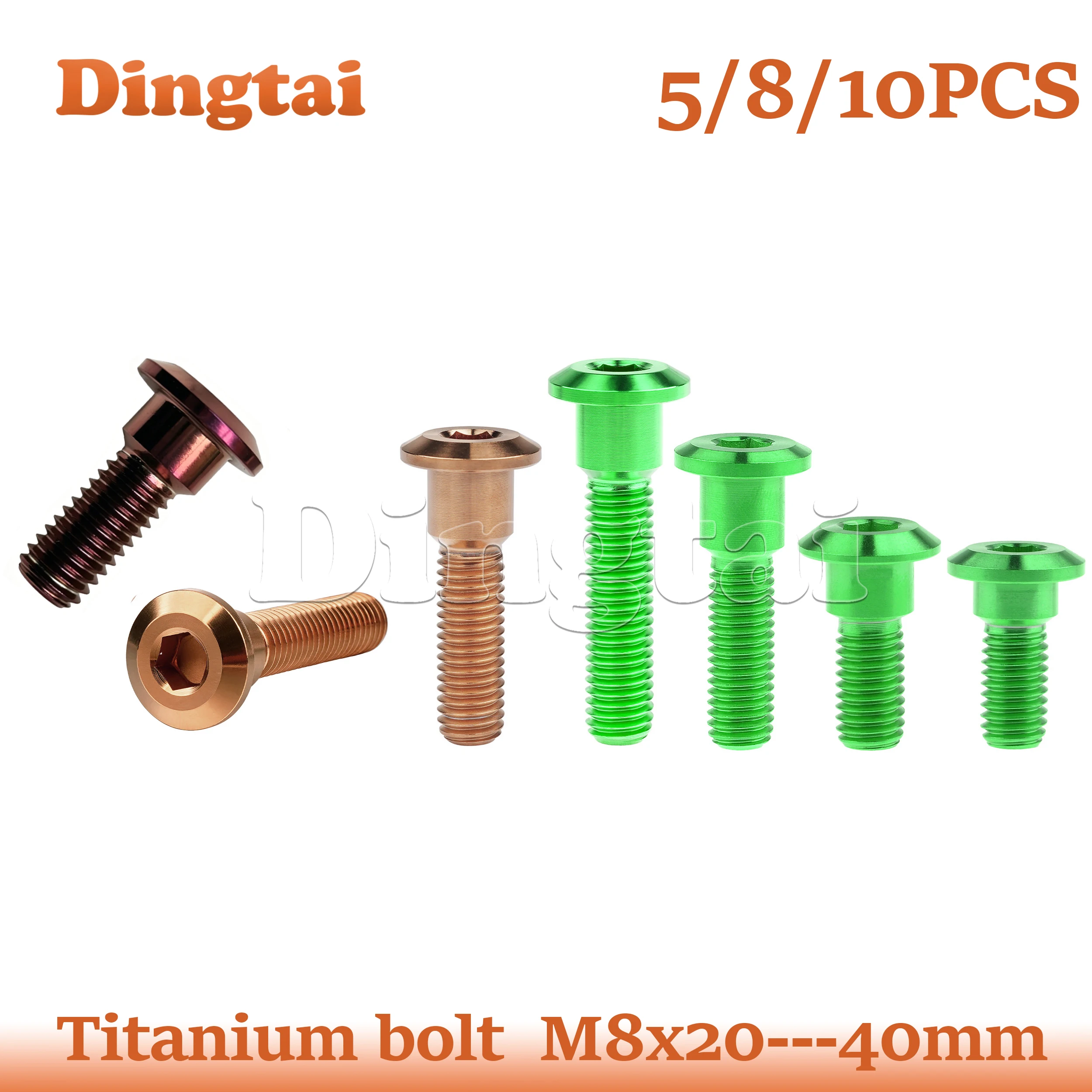 Titanium Bolt 5/8/10PCS M8x20 -- 40mm Allen Head Screws Green/Bronze for Motorcycle