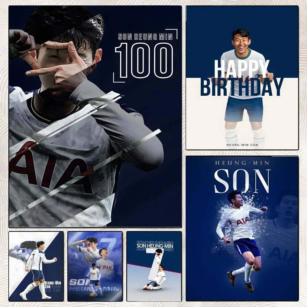 Athlete Son Heung-min Poster Classic Poster HD Art Sticky Wall Waterproof Home Living Room Bedroom  Aesthetic Decoration