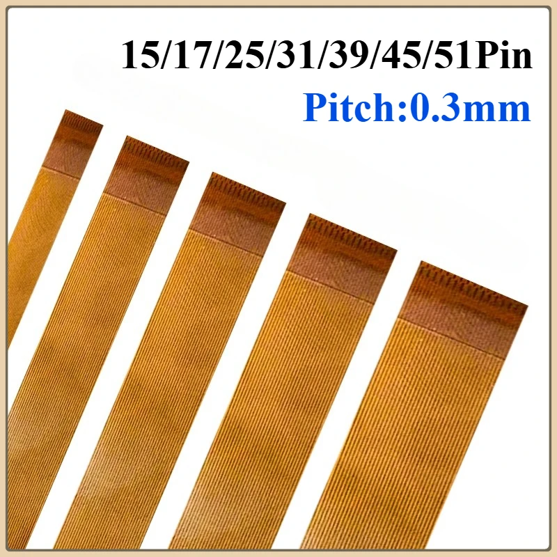 2PCS/LOT 0.3mm Pitch FPC FFC Flexible Ribbon Cable Yellow Same/Reverse Direction 15-51Pin for Precision Electronic Devices