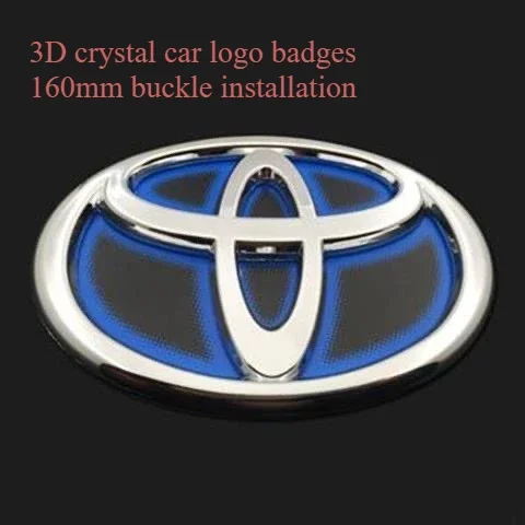 

1PC 3D crystal car logo badges car Front grille sign 160mm for Toyota Highlander Camry RAV4 CHR Avalon hybrid car accessories