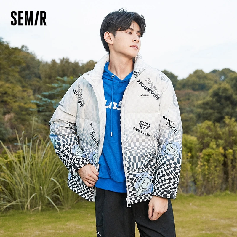 Semir Down Jacket Men Winter Loose Thick Comfortable Stand Collar Trendy Fashion Casual Design Sense Personality Coat