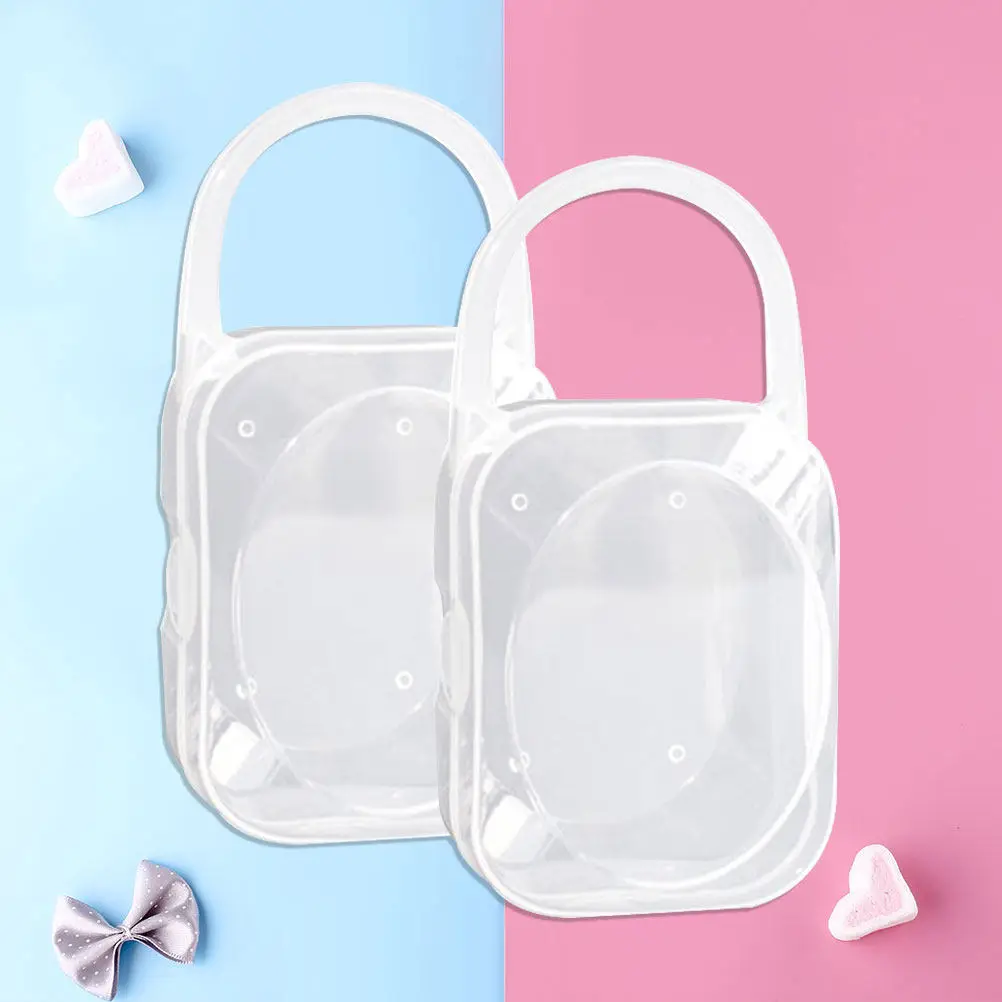 

2Pcs Transparent Portable Pacifier Storage Box Wide Mouth Dust-Proof Baby Pacifier Case for Clips Pacifiers Sterilization Safe