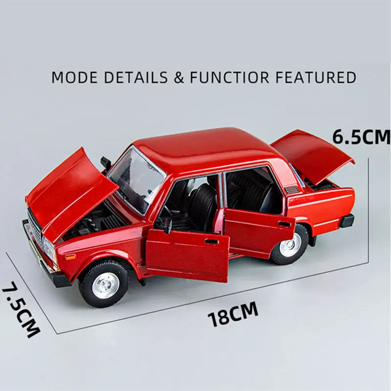 1/24 LADA 2105 SEDAN Alloy Classic Car Model Diecast Metal Vehicle Car Model Sound and Light Simulation Collection Kids Toy Gift