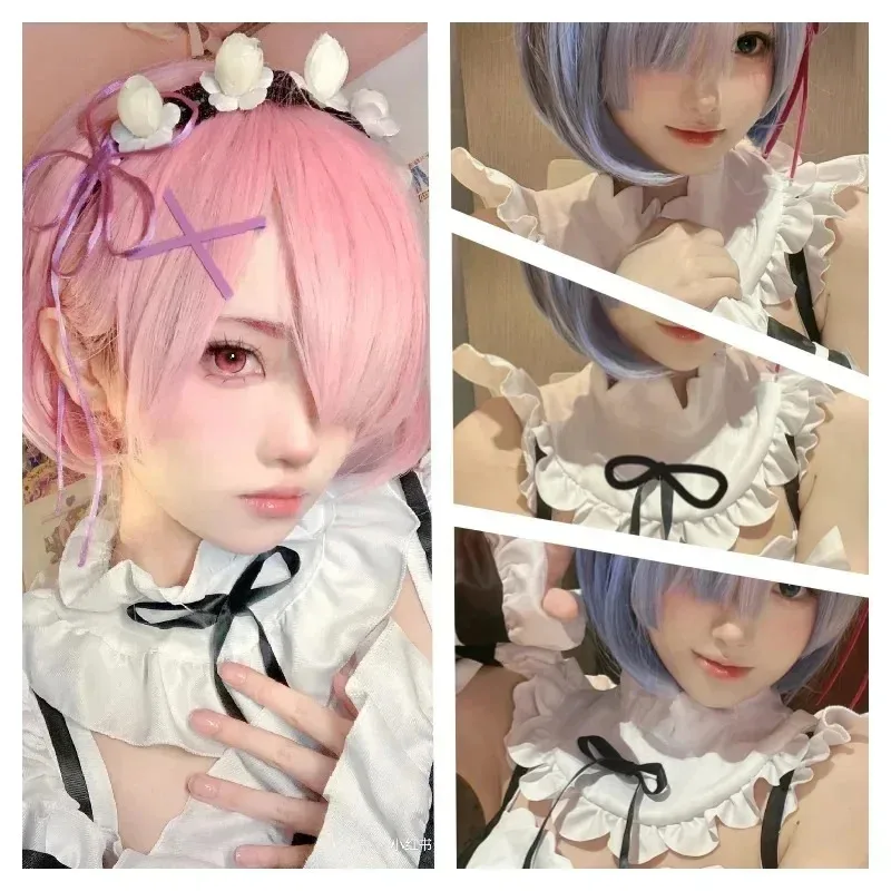 Disfraz de Anime Re Life in A diferente World From Zero Rem Ram, conjunto completo de accesorios de Cosplay, uniforme de sirvienta, vestido de Carnaval