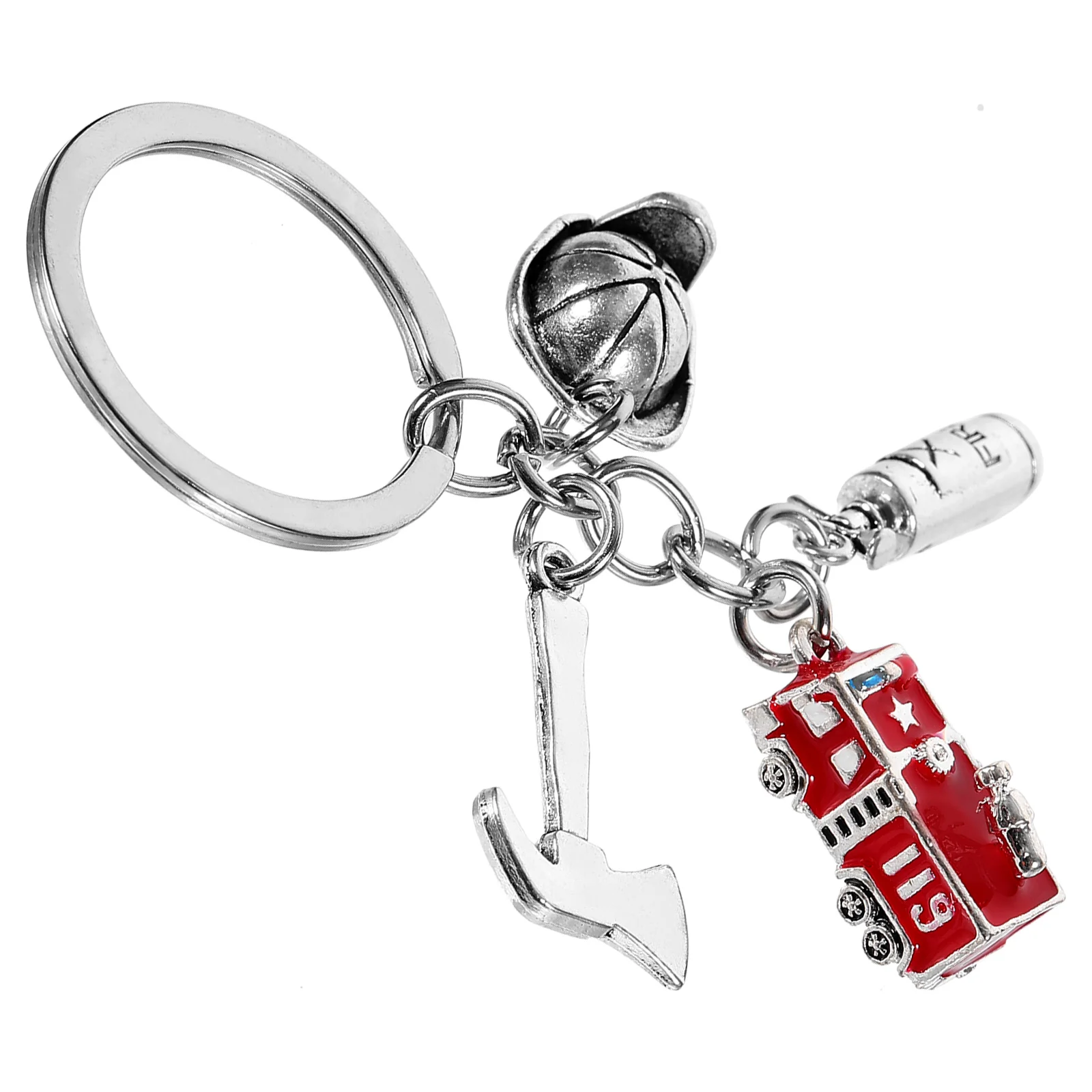 Fireman Keychain Firefighter Safety Equipment Mens Gifts Male Miss for Boyfriend Wallets